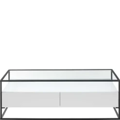 Discount Wohnen Glas-Sofatisch mit zwei Schubladen und Ablage - Nastoria