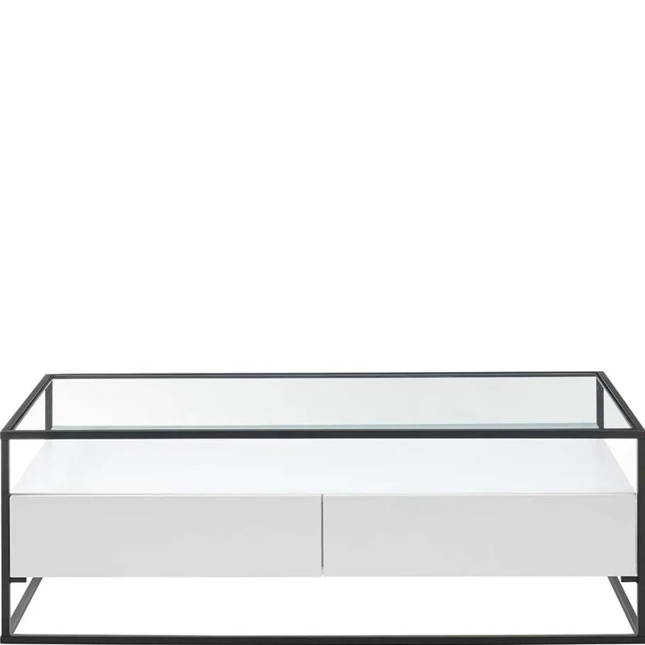 Discount Wohnen Glas-Sofatisch mit zwei Schubladen und Ablage - Nastoria