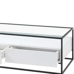 Discount Wohnen Glas-Sofatisch mit zwei Schubladen und Ablage - Nastoria