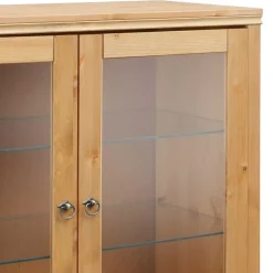 Wohnen Glastüren Highboard in Natur geölt - Vinidad