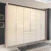 Outlet Wohnen Gleittüren Kleiderschrank in Creme Glasfront - Rativian