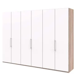Outlet Wohnen Gleittürenschrank in Weiß & Eiche sägerau - Vaclyn