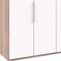 Outlet Wohnen Gleittürenschrank in Weiß & Eiche sägerau - Vaclyn