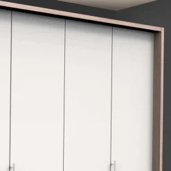 Outlet Wohnen Gleittürenschrank in Weiß & Eiche sägerau - Vaclyn