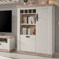 Clearance Wohnen Günstiges Highboard im Scandi Chic Nedita in Weiß