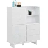 Hot Wohnen Günstiges Kombi Highboard in Weiß lasiert - Vagniu