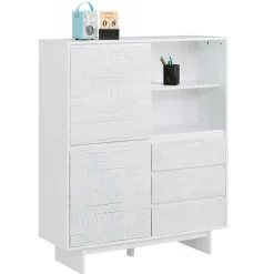 Hot Wohnen Günstiges Kombi Highboard in Weiß lasiert - Vagniu