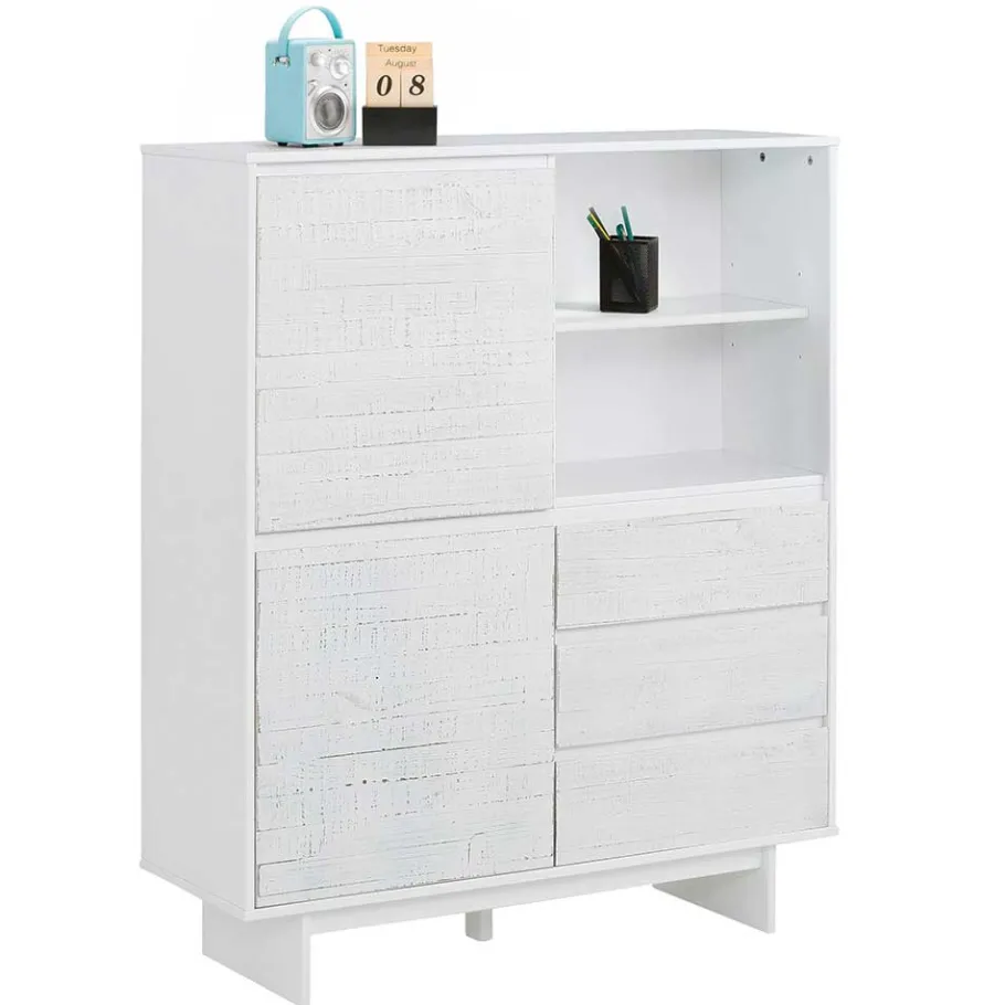 Hot Wohnen Günstiges Kombi Highboard in Weiß lasiert - Vagniu