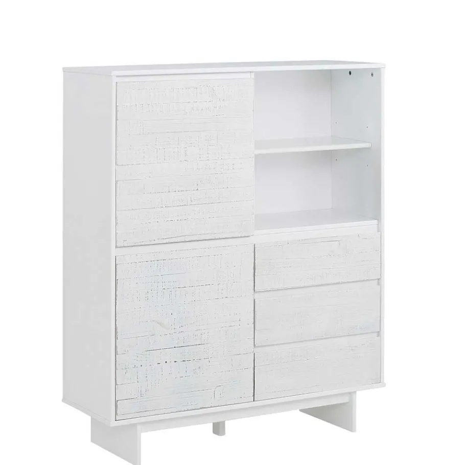 Hot Wohnen Günstiges Kombi Highboard in Weiß lasiert - Vagniu
