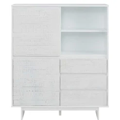 Hot Wohnen Günstiges Kombi Highboard in Weiß lasiert - Vagniu