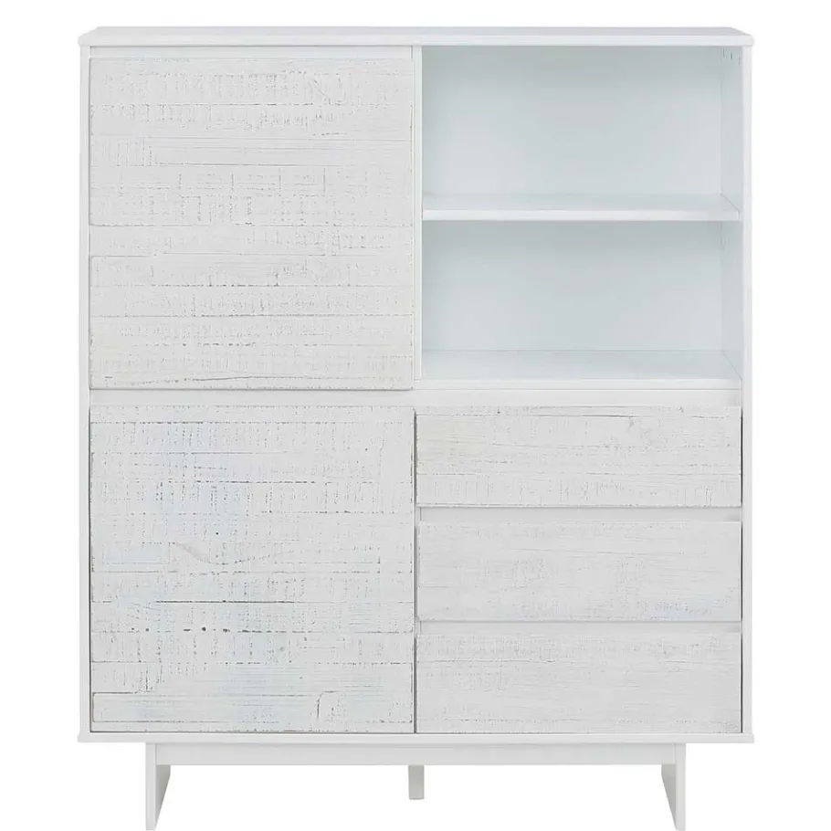 Hot Wohnen Günstiges Kombi Highboard in Weiß lasiert - Vagniu