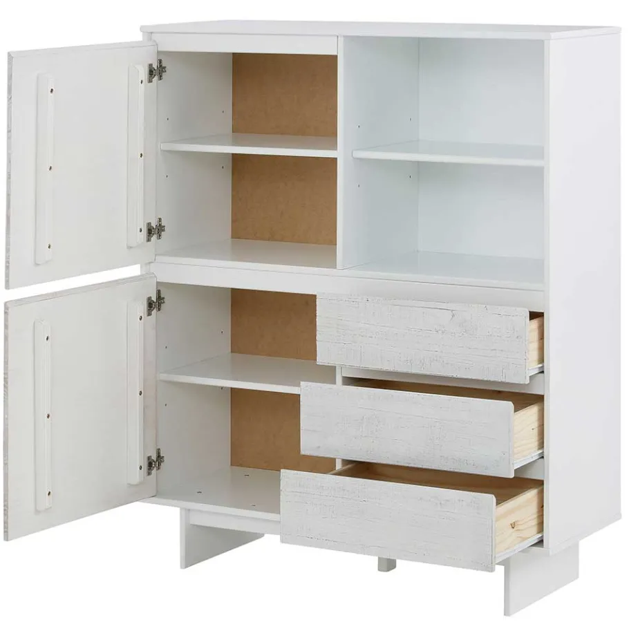 Hot Wohnen Günstiges Kombi Highboard in Weiß lasiert - Vagniu