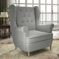 Best Wohnen Grauer Ohrenbackensessel im Skandi Design - Jagoz