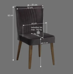 Wohnen Grauer Polsterstuhl Pyra im Mid Century Design (2er Set)