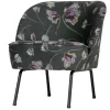 Best Wohnen Grauer Samt Sessel mit Tulpen Lila - Kiyoshi