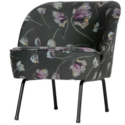Best Wohnen Grauer Samt Sessel mit Tulpen Lila - Kiyoshi
