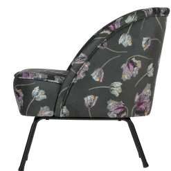 Best Wohnen Grauer Samt Sessel mit Tulpen Lila - Kiyoshi