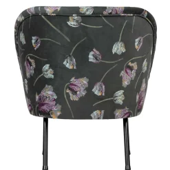 Best Wohnen Grauer Samt Sessel mit Tulpen Lila - Kiyoshi