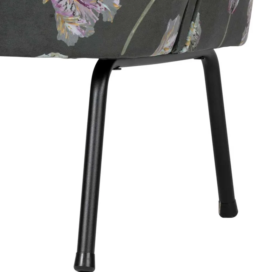 Best Wohnen Grauer Samt Sessel mit Tulpen Lila - Kiyoshi