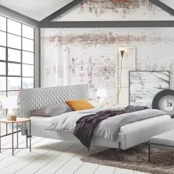 Sale Wohnen Graues Polsterbett im Skandi Design - Fabia