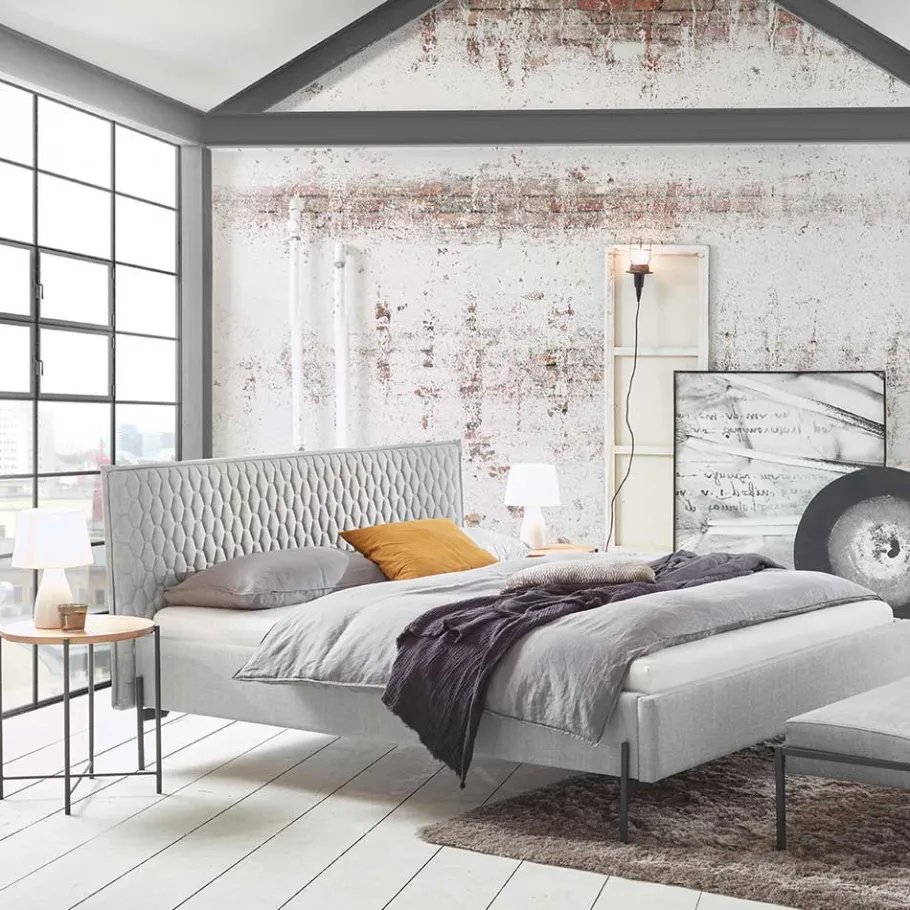 Sale Wohnen Graues Polsterbett im Skandi Design - Fabia