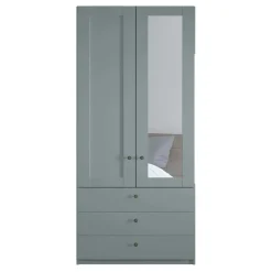 Sale Wohnen Graugrüner Kombi-Kleiderschrank 100 cm breit - Rajavo