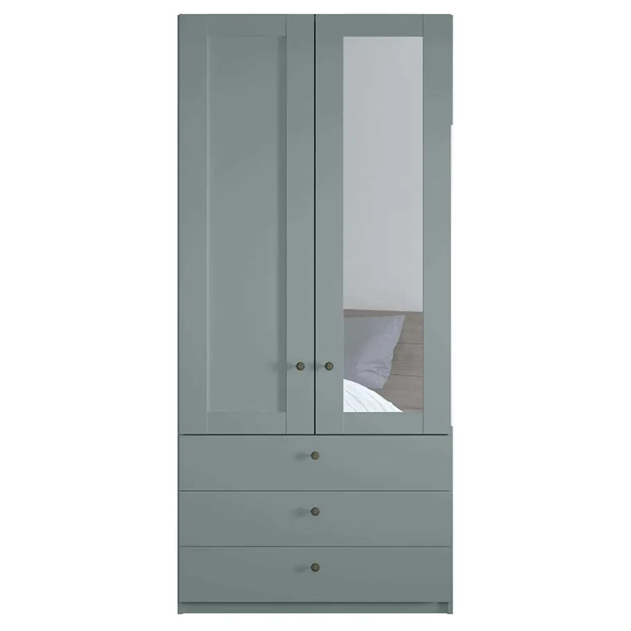Sale Wohnen Graugrüner Kombi-Kleiderschrank 100 cm breit - Rajavo