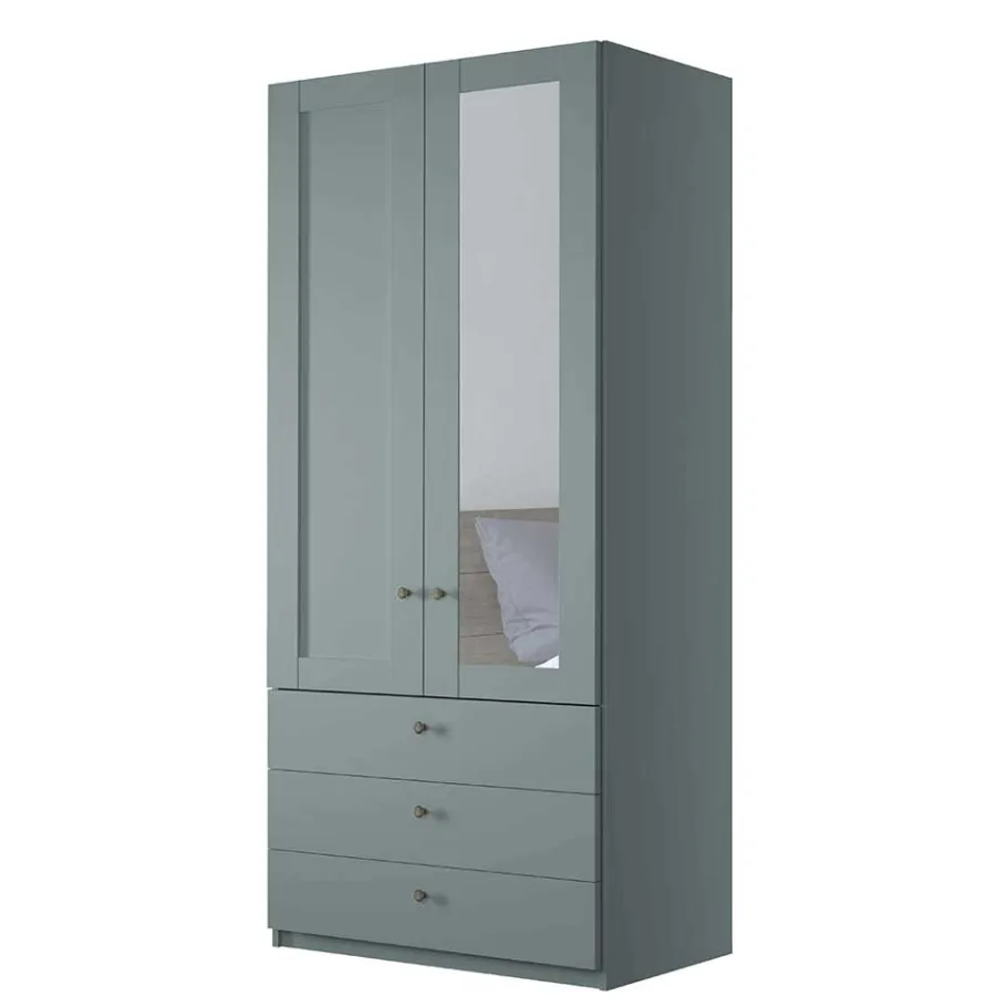 Sale Wohnen Graugrüner Kombi-Kleiderschrank 100 cm breit - Rajavo