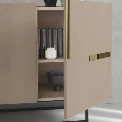 Discount Wohnen Große Kommode in Taupe mit Spiegel in Bronze - Fashiona