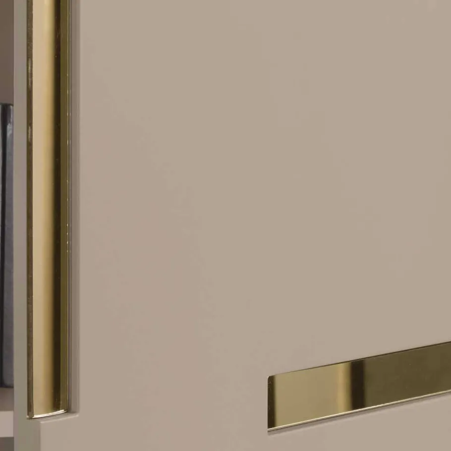 Discount Wohnen Große Kommode in Taupe mit Spiegel in Bronze - Fashiona