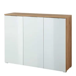 Outlet Wohnen Großer Schuhschrank Reestyl mit Glas Weiß