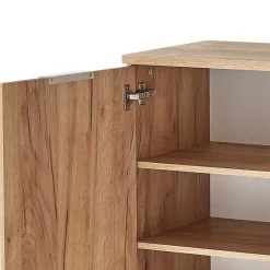 Outlet Wohnen Großer Schuhschrank Reestyl mit Glas Weiß