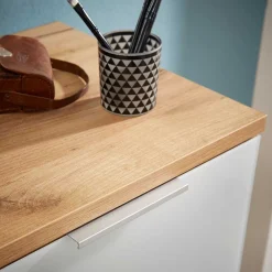 Outlet Wohnen Großer Schuhschrank Reestyl mit Glas Weiß