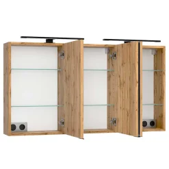 Online Wohnen Großer Waschplatz mit 2 Becken & Badschränke - Crystoga (vierteilig)