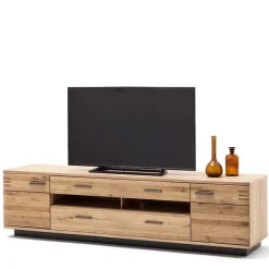 Hot Wohnen Großes TV Lowboard in Eiche Bianco & Grau - Crupean