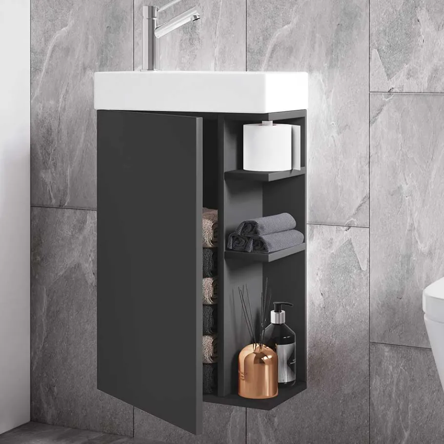 Clearance Wohnen Gäste WC Waschtisch in Anthrazit mit Weiß - Fabio