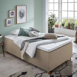 Clearance Wohnen H3 Polsterbett in Creme & Natur - Suvanica
