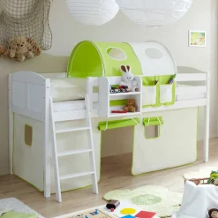 Online Wohnen Halbhohes Kiefernholz Kinderbett in Weiß - Camelo