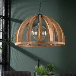 Best Wohnen Halbrunde Hängelampe mit Schirm aus Holz - Tendence