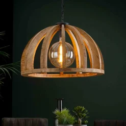 Best Wohnen Halbrunde Hängelampe mit Schirm aus Holz - Tendence