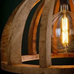 Best Wohnen Halbrunde Hängelampe mit Schirm aus Holz - Tendence