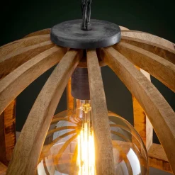 Best Wohnen Halbrunde Hängelampe mit Schirm aus Holz - Tendence