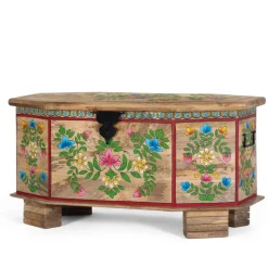 Discount Wohnen Handbemalte Holztruhe mit Blumen Motiven - Hectos