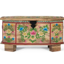 Discount Wohnen Handbemalte Holztruhe mit Blumen Motiven - Hectos