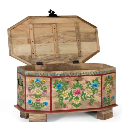 Discount Wohnen Handbemalte Holztruhe mit Blumen Motiven - Hectos
