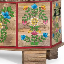 Discount Wohnen Handbemalte Holztruhe mit Blumen Motiven - Hectos
