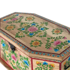 Discount Wohnen Handbemalte Holztruhe mit Blumen Motiven - Hectos