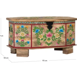 Discount Wohnen Handbemalte Holztruhe mit Blumen Motiven - Hectos
