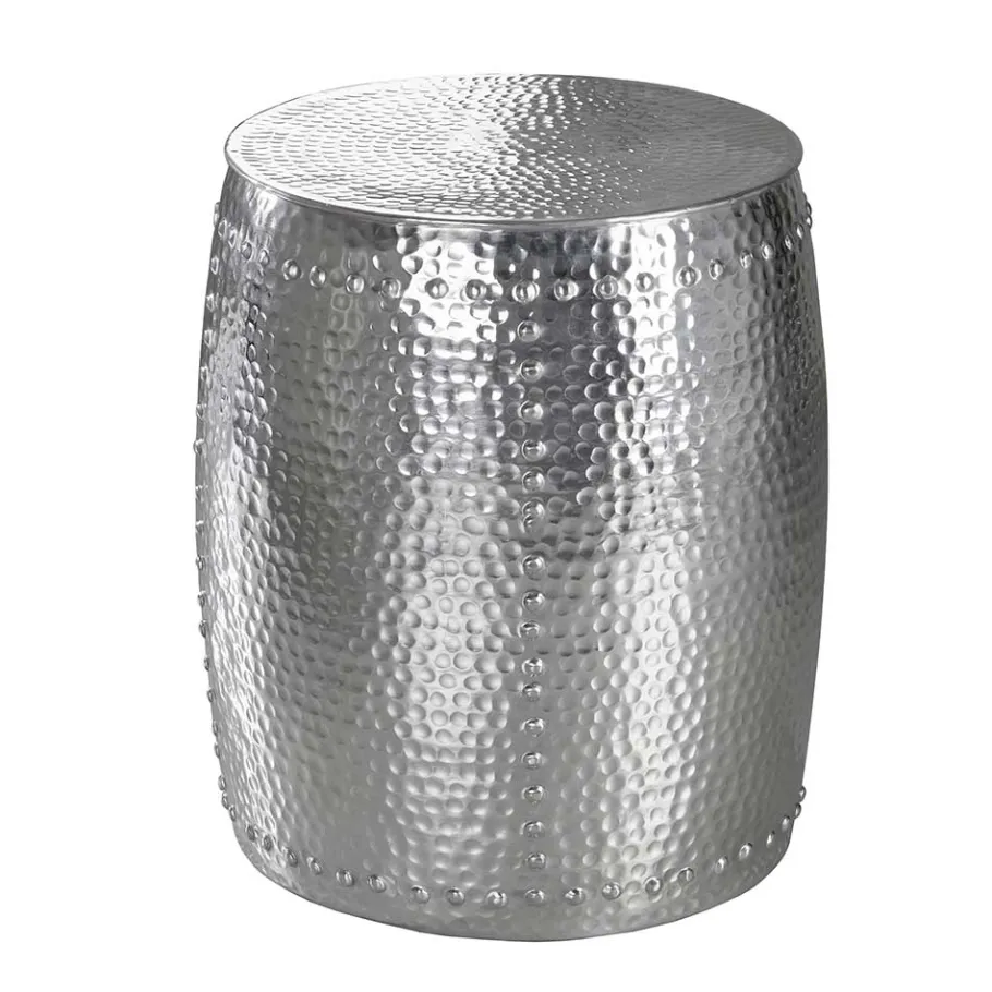 Best Wohnen Handgearbeiteter Alu-Beistelltisch in Silber - Wake