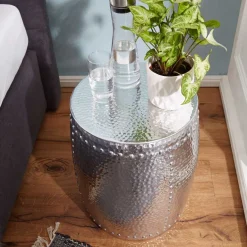 Best Wohnen Handgearbeiteter Alu-Beistelltisch in Silber - Wake
